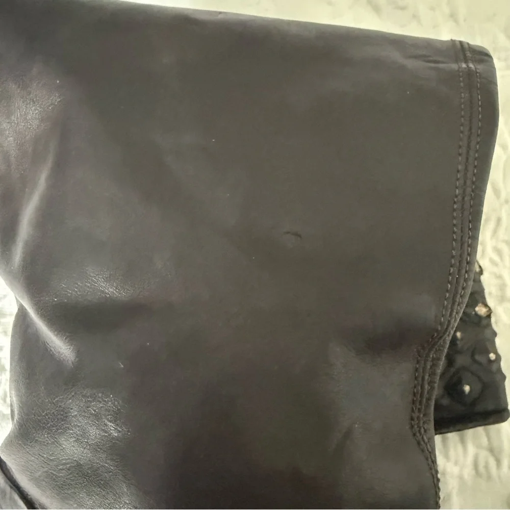 Alberto Fasciani Brown Leather Over the Knee Studded Riding Boots. Size …
